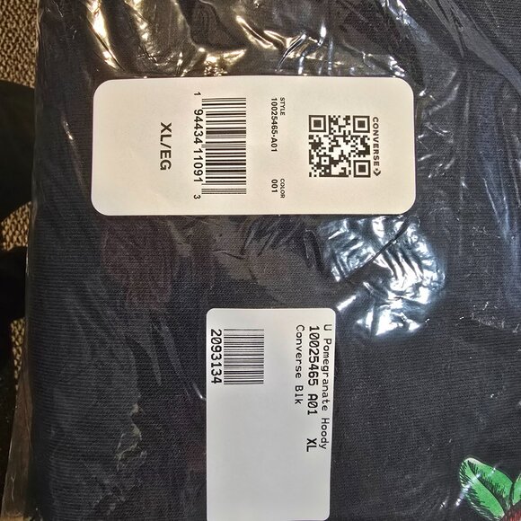 Chuck Taylor All Star Converse Pomegranate Hoodie Mens Size XL BLACK NEW - Picture 3 of 7